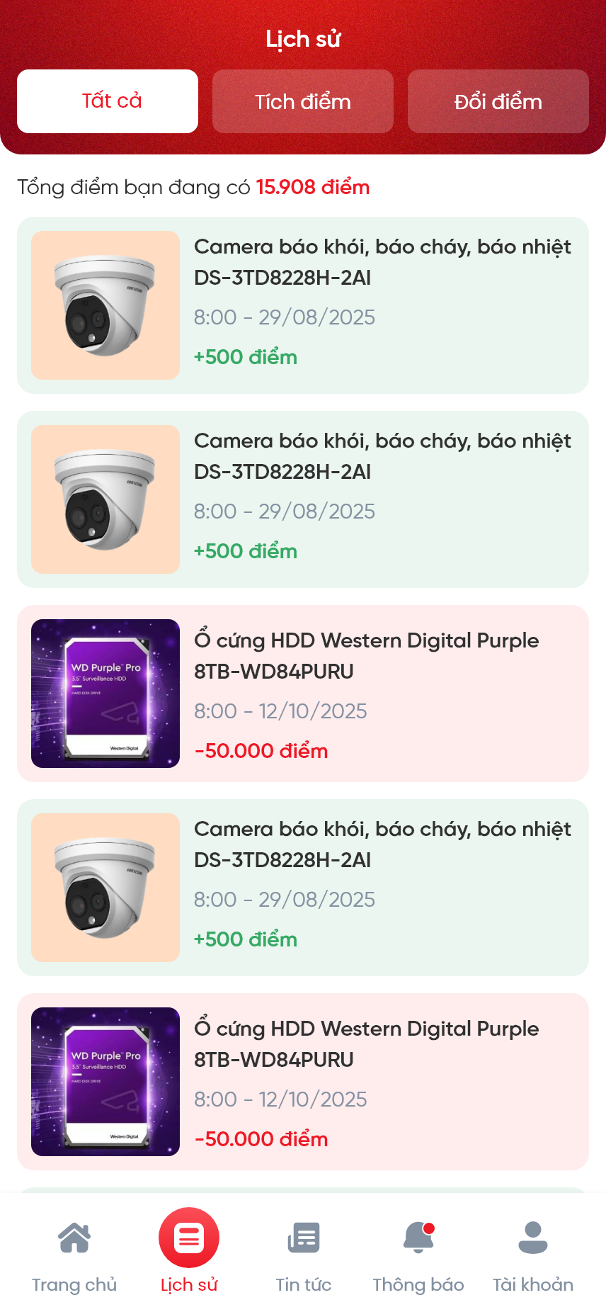 Ứng dụng Tích điểm, đổi quà tặng